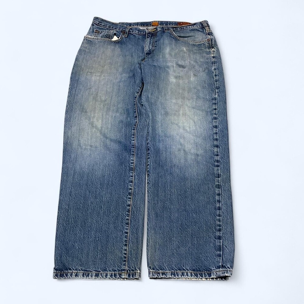Vintage Orvis Blue Denim Straight Baggy Wide Leg Jeans 90s Y2k Sz 38